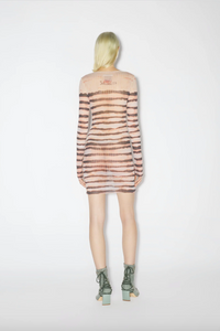 High Neck Dress Long Sleeves Printed "Striped Washed Mariniere"