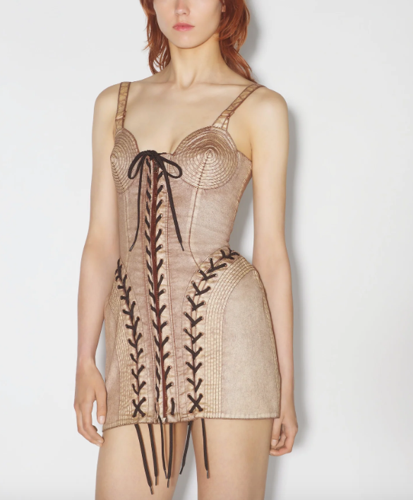 Conical Laced Dress Sleeveless With Topstitched And Branded Patch Details