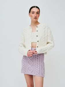 Cable Knit Cardigan With Bra Ivory – Tom Greyhound Paris