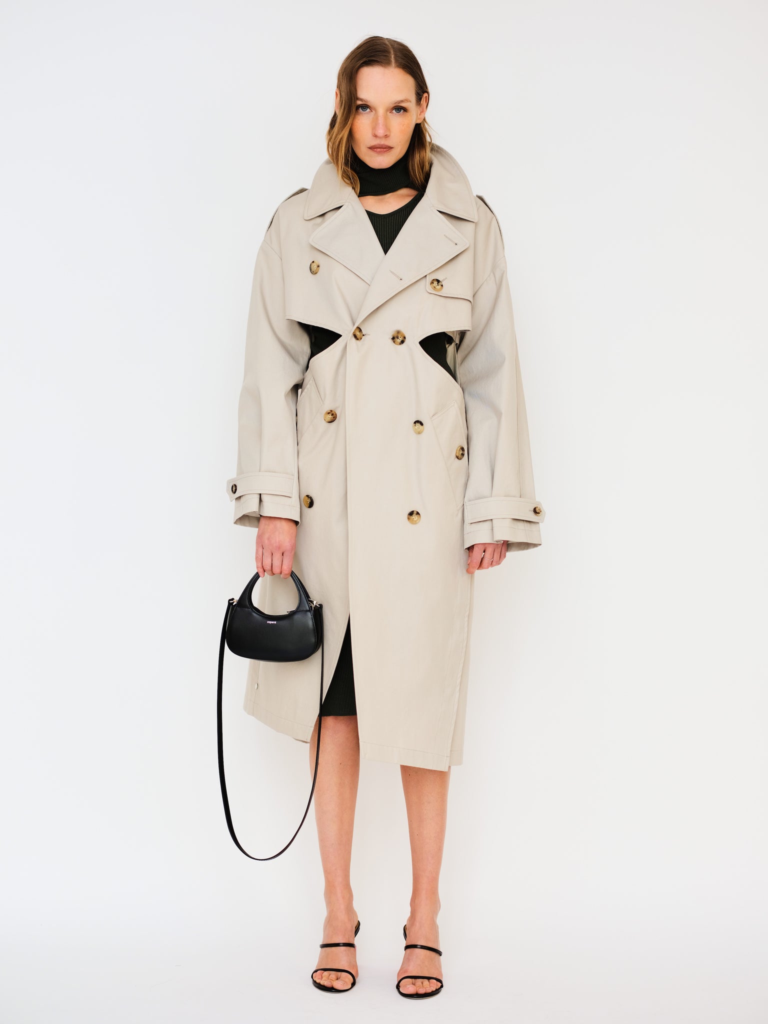 Twisted Cut-Out Trench Coat